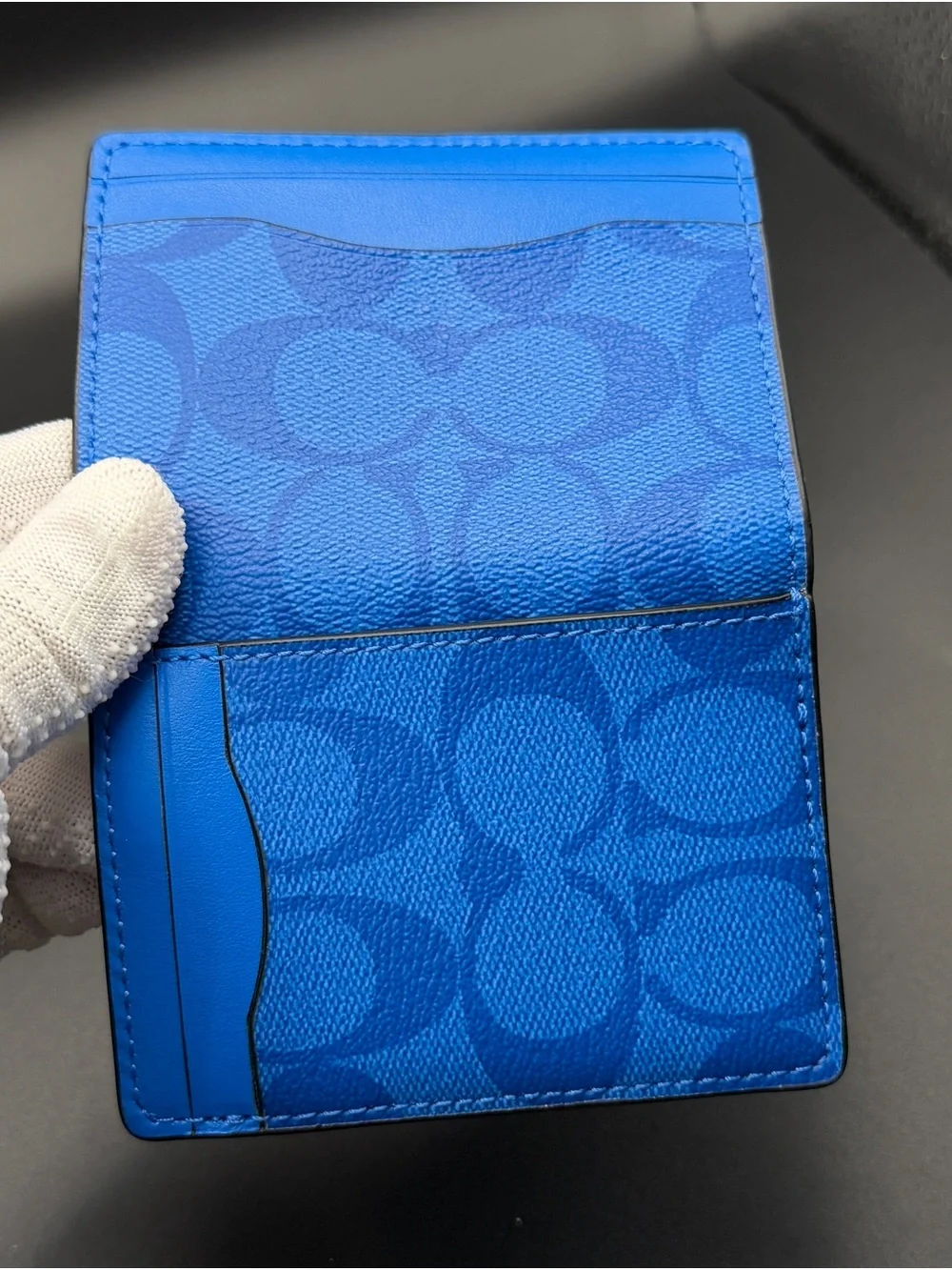 Coach Blue Signature Card Case Wallet